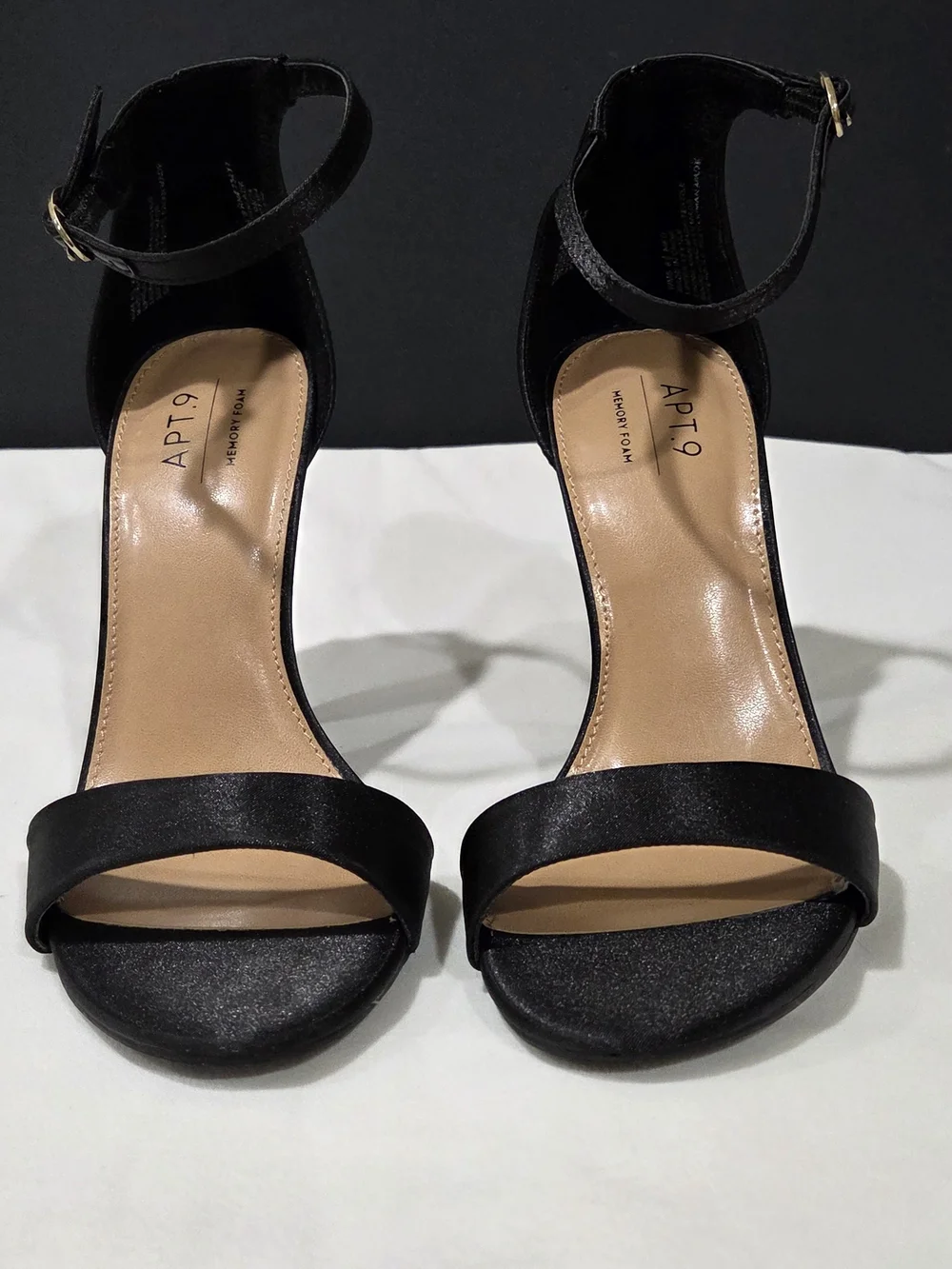 Apt. 9 Black Satin Ankle-Strap Stiletto Sandals